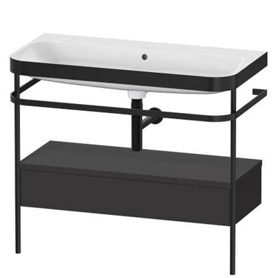 Duravit HP4743N8080 - Duravit Happy D.2 38 3/8" Console Sink In Matte Black And Super Matte Graphite Shelf, With Overflow