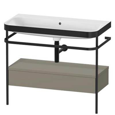 Duravit HP4743N9292 - Duravit Happy D.2 38 3/8" Console Sink In Matte Black And Satin Matte Stone Gray Shelf, With Overflow