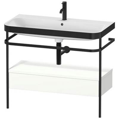 Duravit HP4743O3636 - Duravit Happy D.2 38 3/8" Console Sink In Matte Black And Satin Matte White Shelf, With Overflow