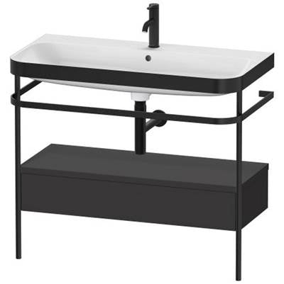 Duravit HP4743O8080 - Duravit Happy D.2 38 3/8" Console Sink In Matte Black And Super Matte Graphite Shelf, With Overflow