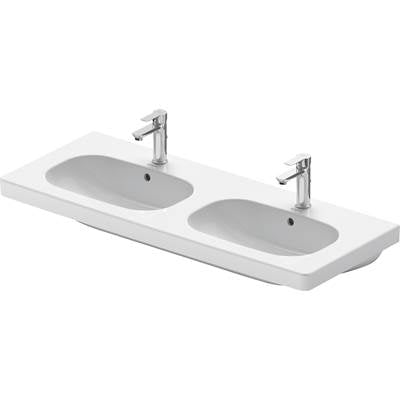 Duravit 03481200002 - Duravit D-Code 47 1/4" Rectangular Wall Mounted Sink In White With Two Sets Of Single Faucet Holes And With Overflow