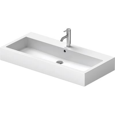 Duravit 0454100027 - Duravit Vero 39 3/8" Rectangular Vessel Sink In White With Single Faucet Hole And With Overflow