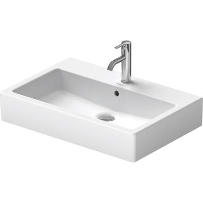 Duravit 0454700000 - Duravit Vero 27 1/2" Rectangular Wall Mounted Sink In White With Single Faucet Hole And With Overflow