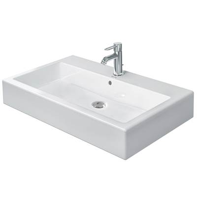 Duravit 0454800027 - Duravit Vero 31 1/2" Rectangular Vessel Sink In White With Single Faucet Hole And With Overflow
