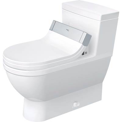 Duravit 2120512001 - Duravit Starck 3 1.28 Gpf Single Flush Elongated One Piece Toilet In White With Hygieneglaze, Top Push Button Flush - Seat Sold Separately