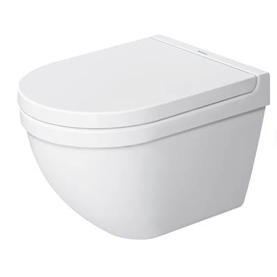 Duravit 2227090092 - Duravit Starck 3 1.6/0.8 Gpf Dual Flush Ada Compliant Round Wall Mounted Toilet In White - Seat, Actuator, And In-Wall Tank And Carrier Sold Separately