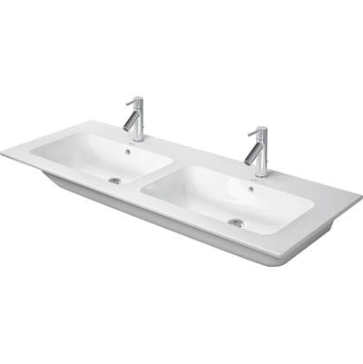 Duravit 2336130000 - Duravit Me By Starck 51 1/8" Rectangular Wall Mounted Sink In White With Two Sets Of Single Faucet Holes And With Overflow
