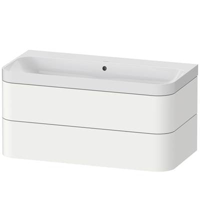 Duravit HP4348N3636 - Duravit Happy D.2 38 3/8" Wall Mount Two Drawer C-Shaped Single Vanity In Satin Matte White, Including Cabinet And