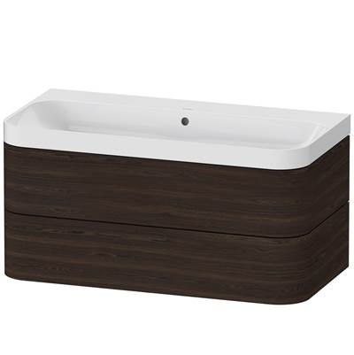 Duravit HP4348N6969 - Duravit Happy D.2 38 3/8" Wall Mount Two Drawer C-Shaped Single Vanity In Brushed Walnut, Including Cabinet And