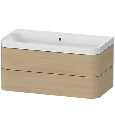 Duravit HP4348N7171 - Duravit Happy D.2 38 3/8" Wall Mount Two Drawer C-Shaped Single Vanity In Mediterranean Oak, Including Cabinet And
