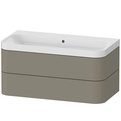 Duravit HP4348N9292 - Duravit Happy D.2 38 3/8" Wall Mount Two Drawer C-Shaped Single Vanity In Satin Matte Stone Gray, Including Cabinet And