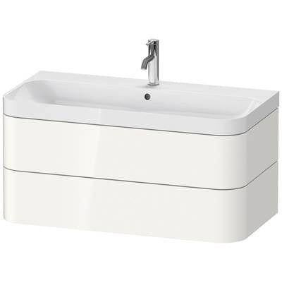Duravit HP4348O2222 - Duravit Happy D.2 38 3/8" Wall Mount Two Drawer C-Shaped Single Vanity In High Gloss White, Including Cabinet And Single Hole Sink