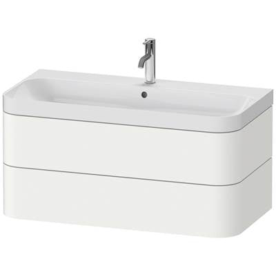 Duravit HP4348O3636 - Duravit Happy D.2 38 3/8" Wall Mount Two Drawer C-Shaped Single Vanity In Satin Matte White, Including Cabinet And Single Hole Sink