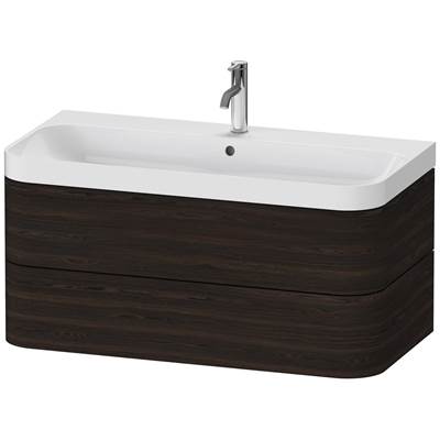 Duravit HP4348O6969 - Duravit Happy D.2 38 3/8" Wall Mount Two Drawer C-Shaped Single Vanity In Brushed Walnut, Including Cabinet And Single Hole Sink