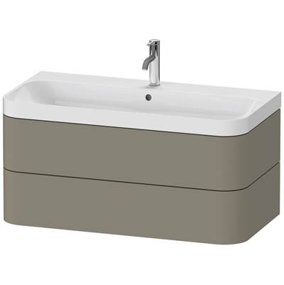 Duravit HP4348O9292 - Duravit Happy D.2 38 3/8" Wall Mount Two Drawer C-Shaped Single Vanity In Satin Matte Stone Gray, Including Cabinet And Single Hole Sink