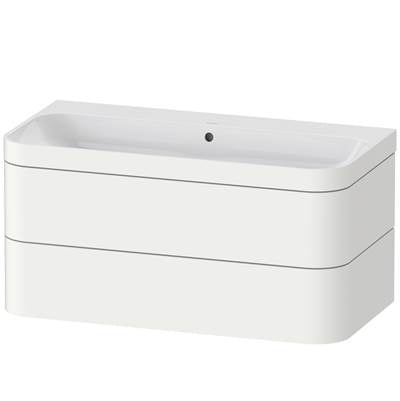 Duravit HP4638N3636 - Duravit Happy D.2 38 3/8" Wall Mount Two Drawer C-Bonded Single Vanity In Satin Matte White, Including Cabinet And