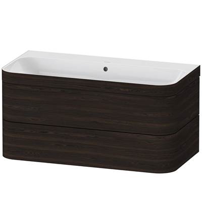 Duravit HP4638N6969 - Duravit Happy D.2 38 3/8" Wall Mount Two Drawer C-Bonded Single Vanity In Brushed Walnut, Including Cabinet And