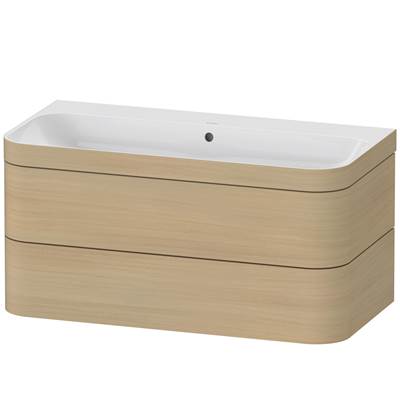 Duravit HP4638N7171 - Duravit Happy D.2 38 3/8" Wall Mount Two Drawer C-Bonded Single Vanity In Mediterranean Oak, Including Cabinet And