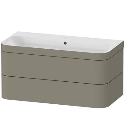 Duravit HP4638N9292 - Duravit Happy D.2 38 3/8" Wall Mount Two Drawer C-Bonded Single Vanity In Satin Matte Stone Gray, Including Cabinet And