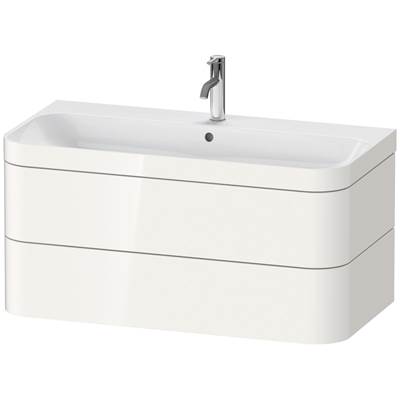 Duravit HP4638O2222 - Duravit Happy D.2 38 3/8" Wall Mount Two Drawer C-Bonded Single Vanity In High Gloss White, Including Cabinet And Single Hole Sink