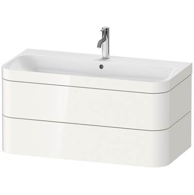 Duravit HP4638O2222 - Duravit Happy D.2 38 3/8" Wall Mount Two Drawer C-Bonded Single Vanity In High Gloss White, Including Cabinet And Single Hole Sink