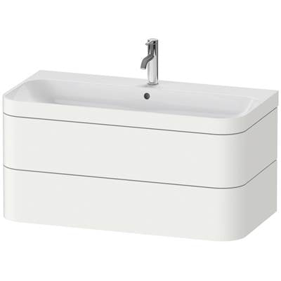 Duravit HP4638O3636 - Duravit Happy D.2 38 3/8" Wall Mount Two Drawer C-Bonded Single Vanity In Satin Matte White, Including Cabinet And Single Hole Sink