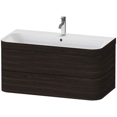 Duravit HP4638O6969 - Duravit Happy D.2 38 3/8" Wall Mount Two Drawer C-Bonded Single Vanity In Brushed Walnut, Including Cabinet And Single Hole Sink