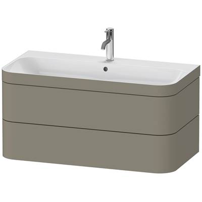 Duravit HP4638O9292 - Duravit Happy D.2 38 3/8" Wall Mount Two Drawer C-Bonded Single Vanity In Satin Matte Stone Gray, Including Cabinet And Single Hole Sink