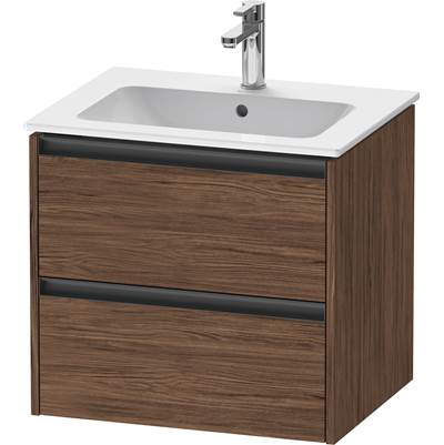 Duravit K25262021210000 - Duravit Ketho.2 24" Wall Mount Two Drawer Single Vanity Cabinet In Dark Walnut, Sink Sold Separately