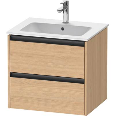 Duravit K25262030300000 - Duravit Ketho.2 24" Wall Mount Two Drawer Single Vanity Cabinet In Natural Oak, Sink Sold Separately