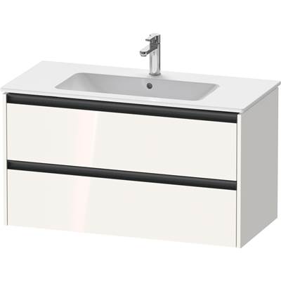 Duravit K25264022220000 - Duravit Ketho.2 39 3/4" Wall Mount Two Drawer Single Vanity Cabinet In High Gloss White, Sink Sold Separately