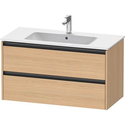 Duravit K25264030300000 - Duravit Ketho.2 39 3/4" Wall Mount Two Drawer Single Vanity Cabinet In Natural Oak, Sink Sold Separately