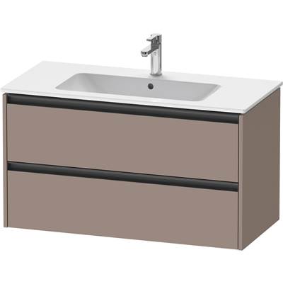 Duravit K25264043430000 - Duravit Ketho.2 39 3/4" Wall Mount Two Drawer Single Vanity Cabinet In Matte Basalt, Sink Sold Separately