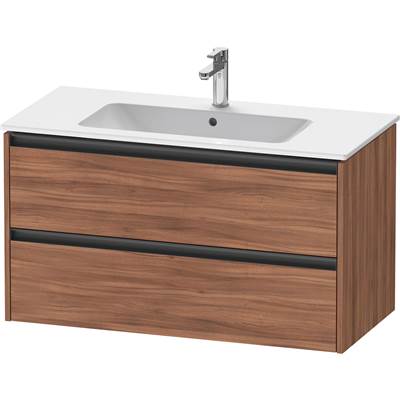 Duravit K25264079790000 - Duravit Ketho.2 39 3/4" Wall Mount Two Drawer Single Vanity Cabinet In Natural Walnut, Sink Sold Separately