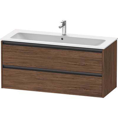 Duravit K25265021210000 - Duravit Ketho.2 47 5/8" Wall Mount Two Drawer Single Vanity Cabinet In Dark Walnut, Sink Sold Separately