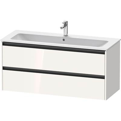 Duravit K25265022220000 - Duravit Ketho.2 47 5/8" Wall Mount Two Drawer Single Vanity Cabinet In High Gloss White, Sink Sold Separately
