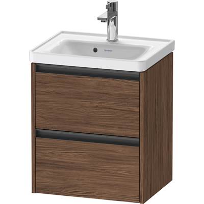 Duravit K25280021210000 - Duravit Ketho.2 19" Wall Mount Two Drawer Single Vanity Cabinet In Dark Walnut, Sink Sold Separately
