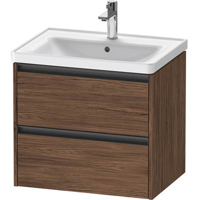Duravit K25282021210000 - Duravit Ketho.2 25" Wall Mount Two Drawer Single Vanity Cabinet In Dark Walnut, Sink Sold Separately