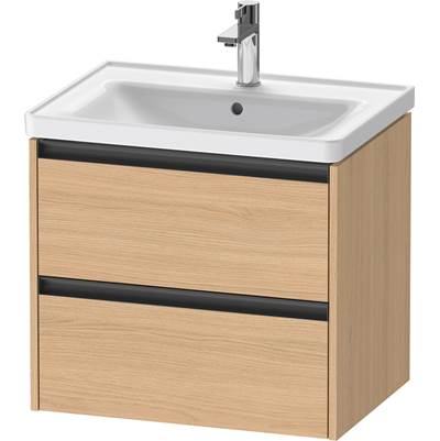 Duravit K25282030300000 - Duravit Ketho.2 25" Wall Mount Two Drawer Single Vanity Cabinet In Natural Oak, Sink Sold Separately