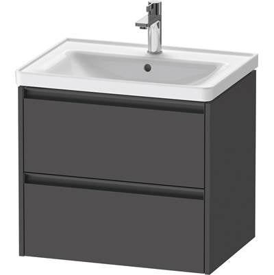 Duravit K25282049490000 - Duravit Ketho.2 25" Wall Mount Two Drawer Single Vanity Cabinet In Matte Graphite, Sink Sold Separately