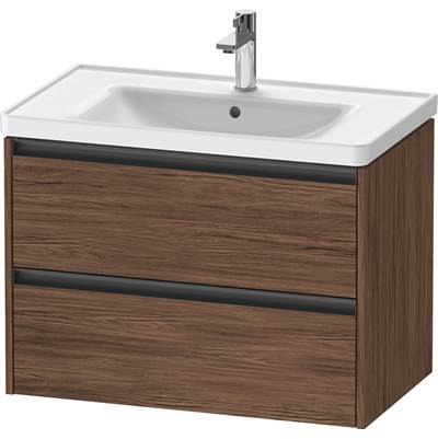 Duravit K25283021210000 - Duravit Ketho.2 30 7/8" Wall Mount Two Drawer Single Vanity Cabinet In Dark Walnut, Sink Sold Separately