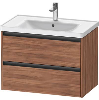 Duravit K25283079790000 - Duravit Ketho.2 30 7/8" Wall Mount Two Drawer Single Vanity Cabinet In Natural Walnut, Sink Sold Separately
