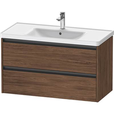 Duravit K25284021210000 - Duravit Ketho.2 38 3/4" Wall Mount Two Drawer Single Vanity Cabinet In Dark Walnut, Sink Sold Separately