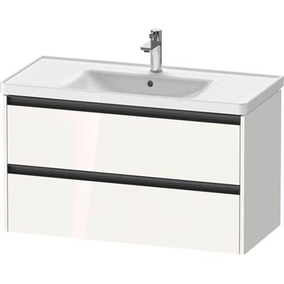 Duravit K25284022220000 - Duravit Ketho.2 38 3/4" Wall Mount Two Drawer Single Vanity Cabinet In High Gloss White, Sink Sold Separately