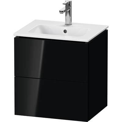 Duravit LC621804040 - Duravit L-Cube 20 1/2" Wall Mount Two Drawer Single Vanity Cabinet In High Gloss Black, Sink Sold Separately