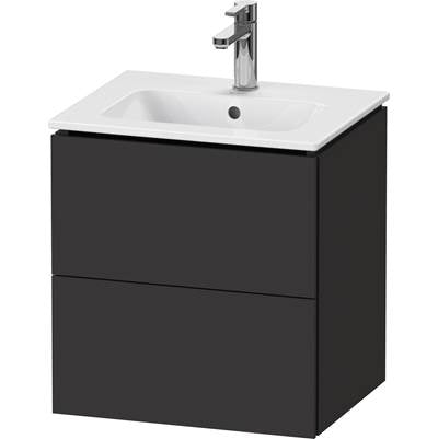 Duravit LC621808080 - Duravit L-Cube 20 1/2" Wall Mount Two Drawer Single Vanity Cabinet In Super Matte Graphite, Sink Sold Separately