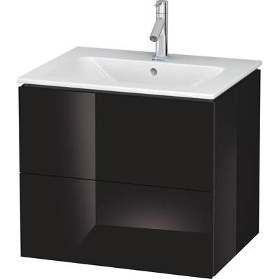 Duravit LC624004040 - Duravit L-Cube 24 3/8" Wall Mount Two Drawer Single Vanity Cabinet In High Gloss Black, Sink Sold Separately