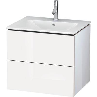 Duravit LC624008585 - Duravit L-Cube 24 3/8" Wall Mount Two Drawer Single Vanity Cabinet In High Gloss White, Sink Sold Separately