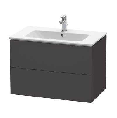 Duravit LC624108080 - Duravit L-Cube 32 1/4" Wall Mount Two Drawer Single Vanity Cabinet In Super Matte Graphite, Sink Sold Separately