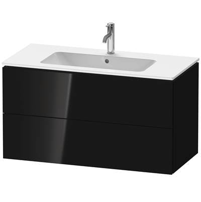 Duravit LC624204040 - Duravit L-Cube 40 1/8" Wall Mount Two Drawer Single Vanity Cabinet In High Gloss Black, Sink Sold Separately